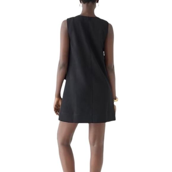 NWT J. Crew Button Front Shift Dress Size M Black Drapey Crepe - Picture 4 of 13